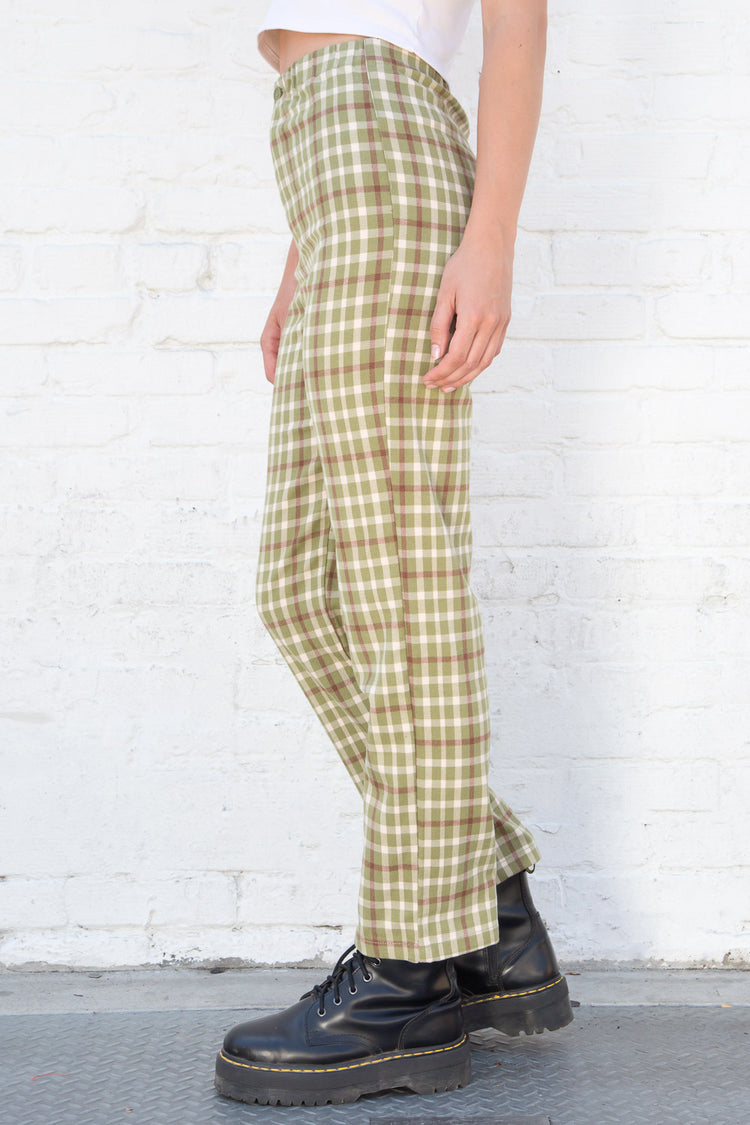 Tilden High Rise Pants | Olive Green Ivory and Burgundy Plaid / S