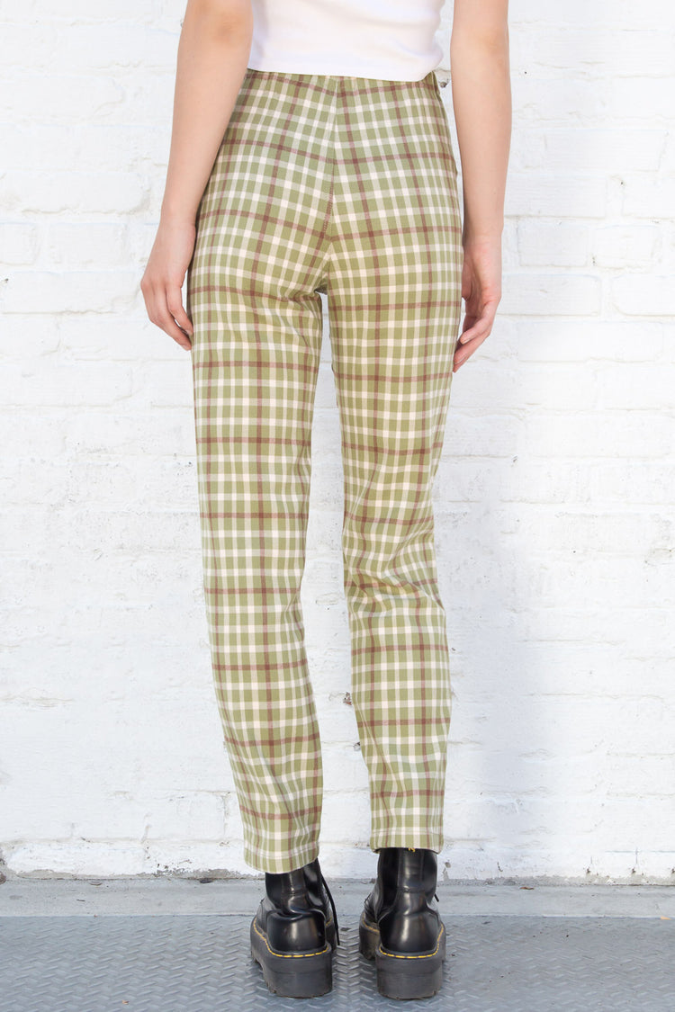 Tilden High Rise Pants | Olive Green Ivory and Burgundy Plaid / S