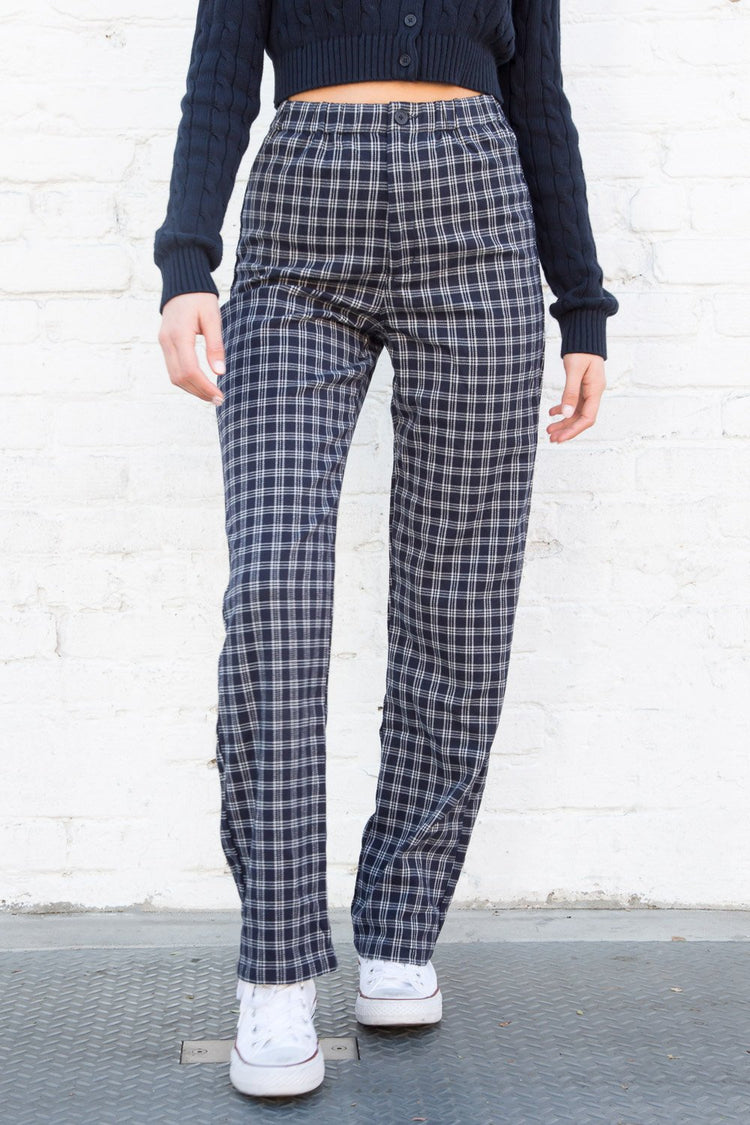 Tilden High Rise Pants | Navy Blue and White Plaid / S