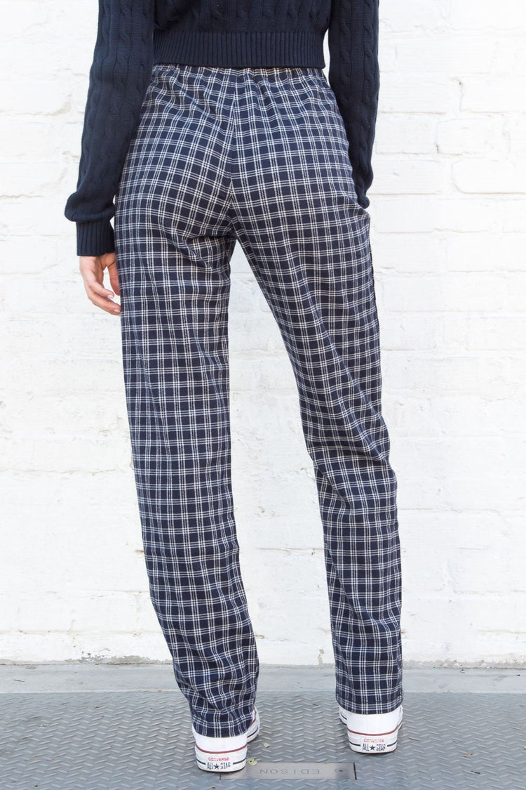 Tilden High Rise Pants | Navy Blue and White Plaid / S