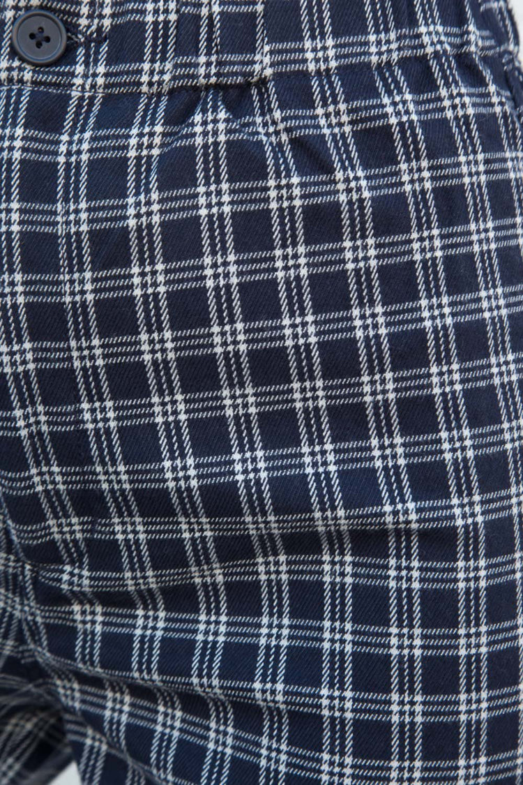 Tilden High Rise Pants | Navy Blue and White Plaid / S