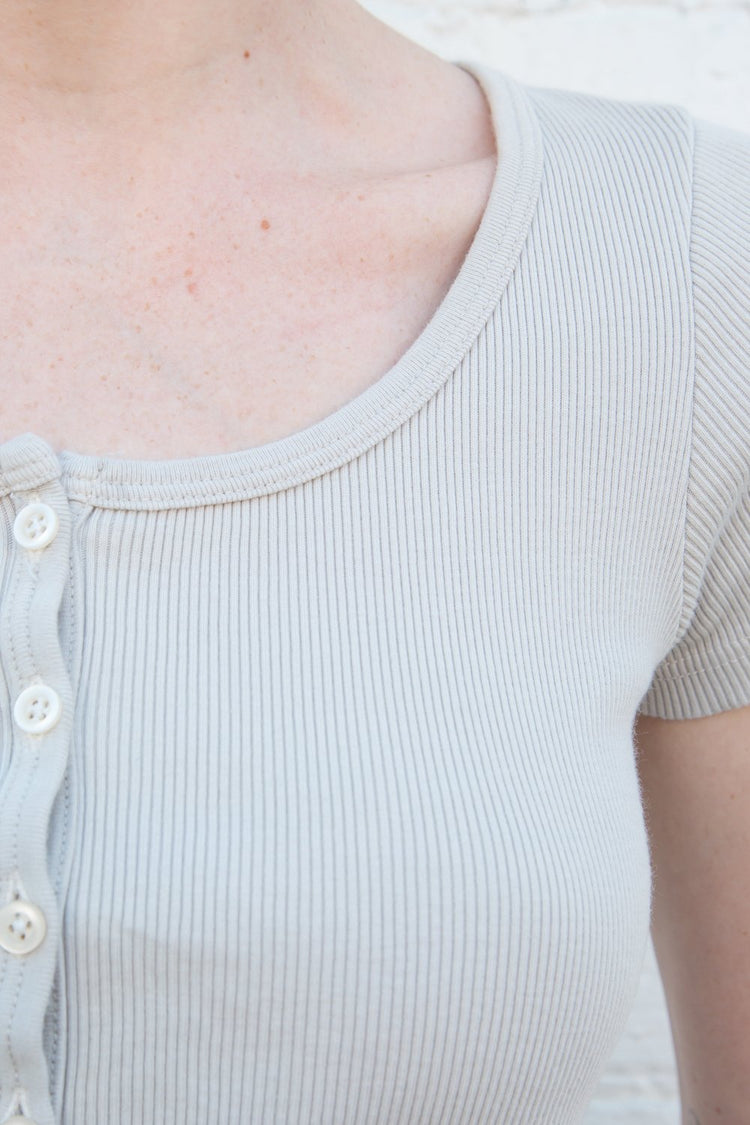 Zelly Button Up Top | Beige / S