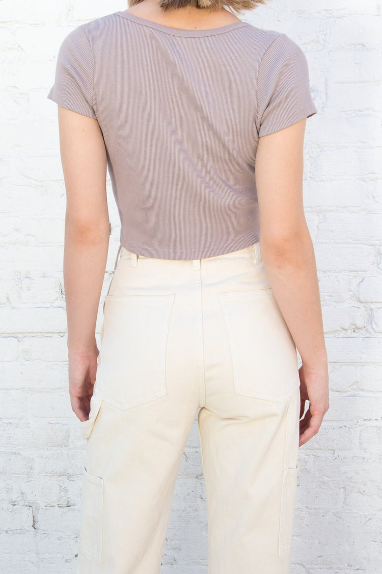 Zelly Button Up Top | Purple Taupe / S