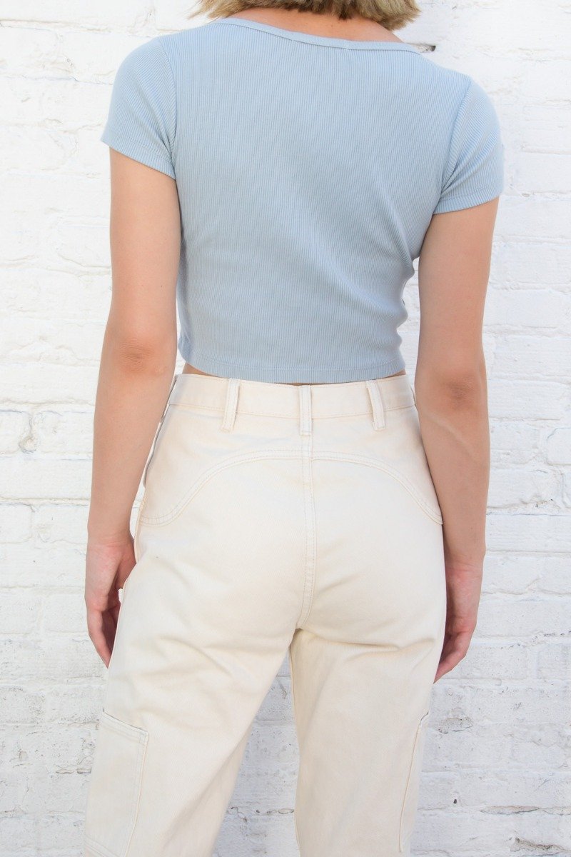 Zelly Button Up Top | Light Blue / S