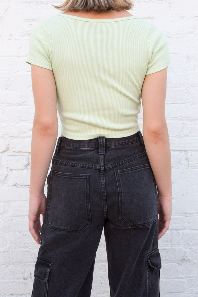 Zelly Button Up Top | Pastel Green / S