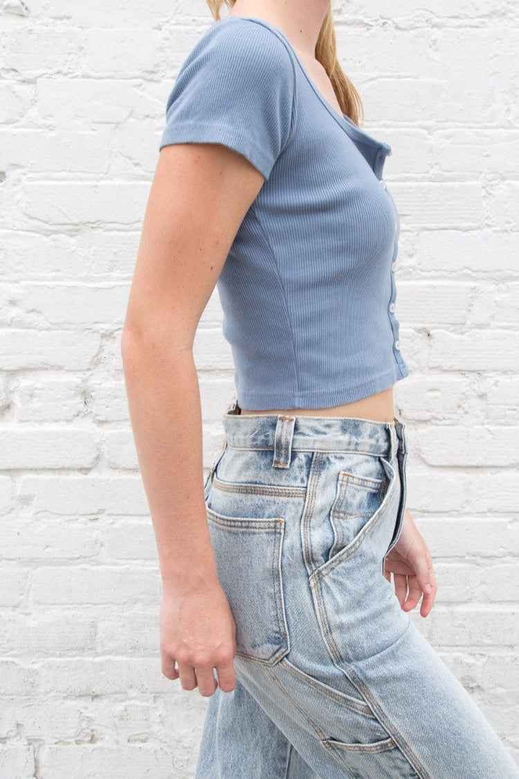 Zelly Button Up Top | Sky Blue / S