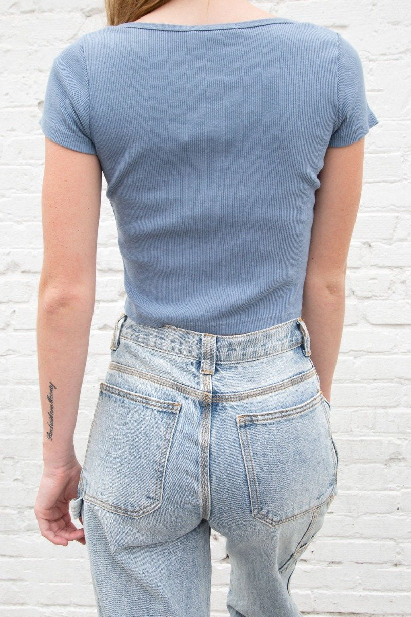 Zelly Button Up Top | Sky Blue / S