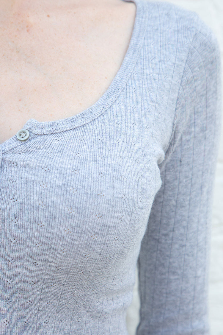 Zelly Eyelet Top | Heather Grey / S