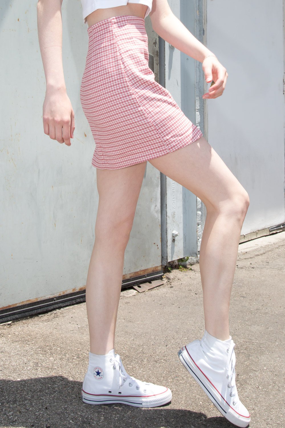 Cara Skirt | Rose Pink and White Plaid / XS/S