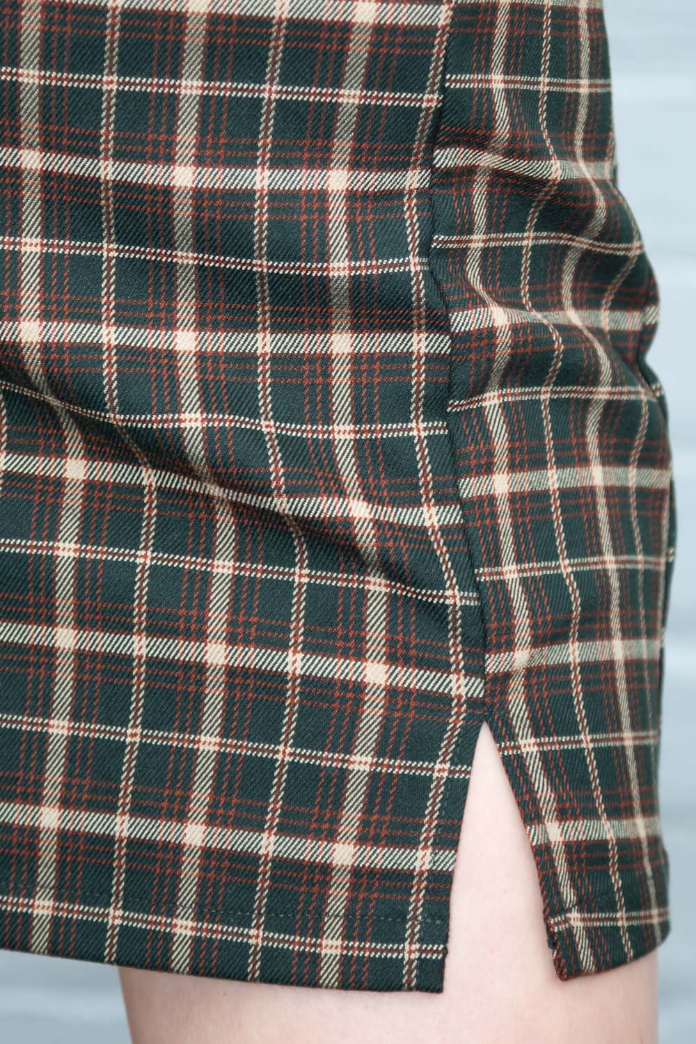 Cara Skirt | Dark Green with Brown and Beige Plaid / S