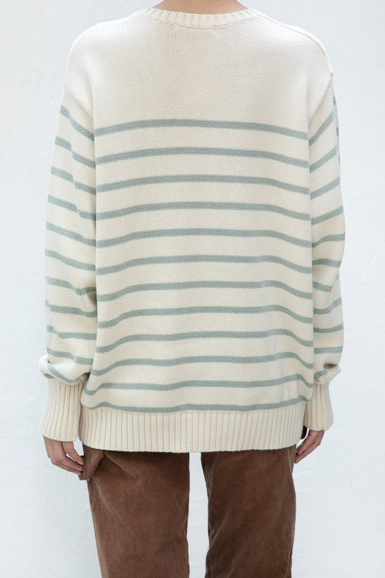 Beige And Light Green Stripes / Oversized Fit