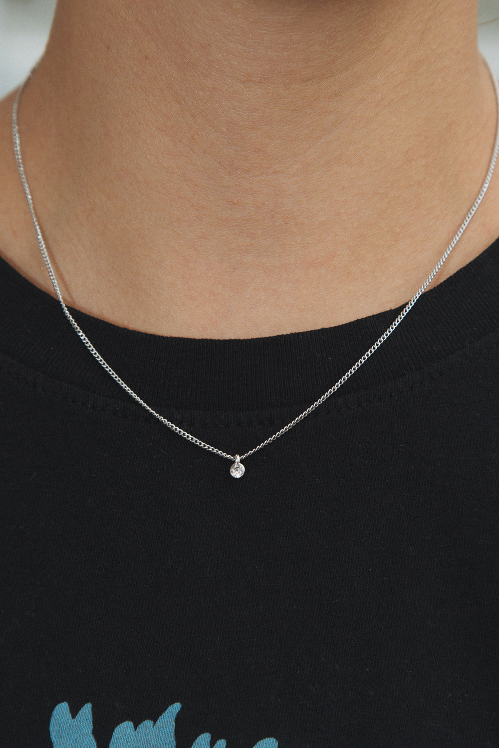 Rhinestone Charm Necklace | Silver