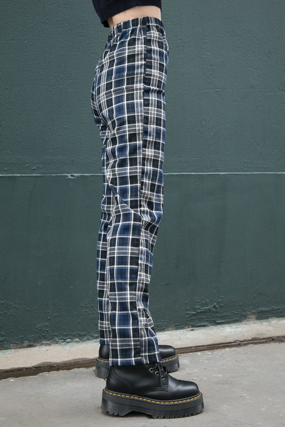 Dark Blue Black and Grey Plaid / S