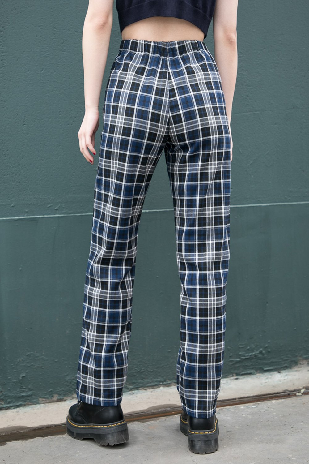 Dark Blue Black and Grey Plaid / S