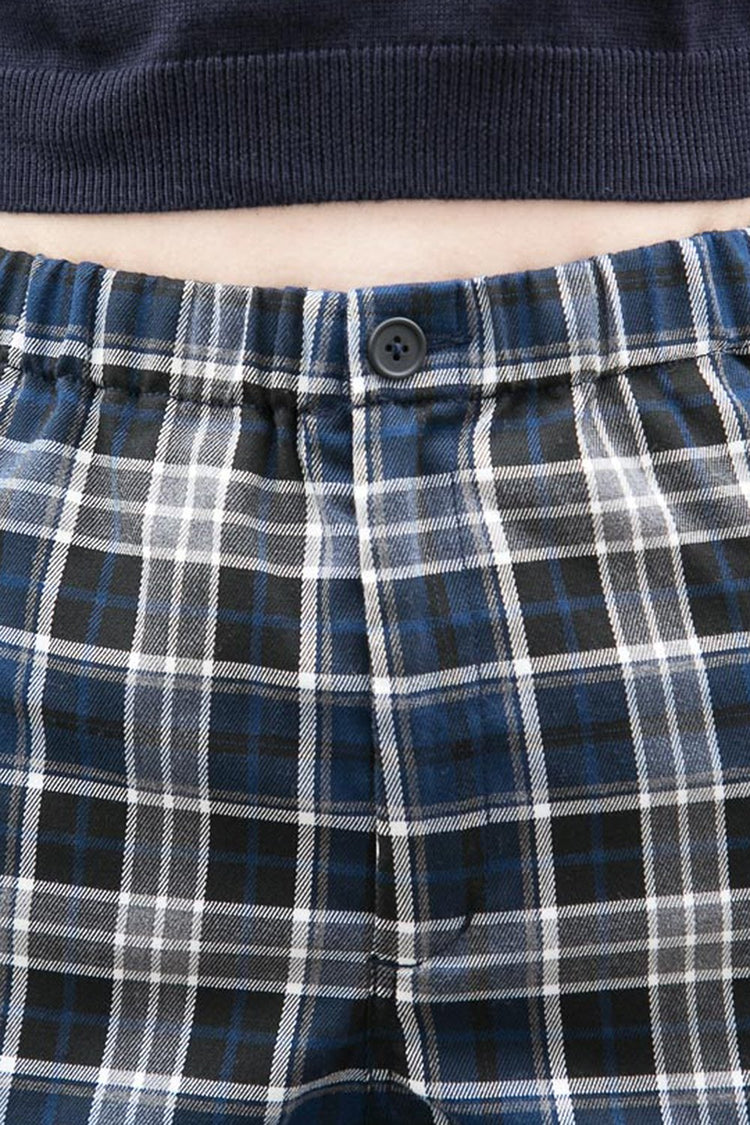 Tilden High Rise Pants | Dark Blue Black and Grey Plaid / S