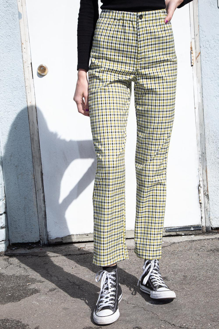 Tilden High Rise Pants | Green Black and White Plaid / S