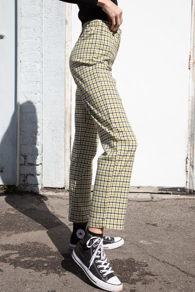 Tilden High Rise Pants | Green Black and White Plaid / S