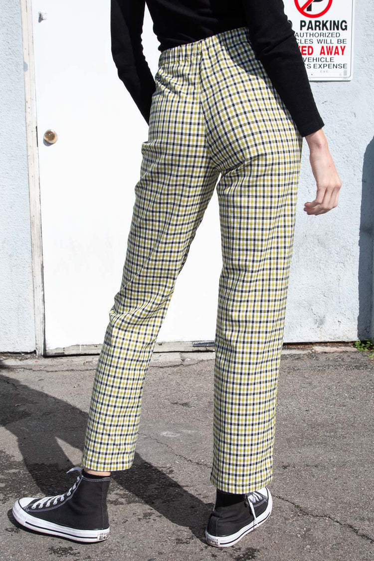 Tilden High Rise Pants | Green Black and White Plaid / S