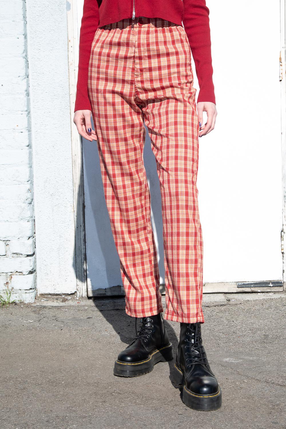 Red and Ivory Plaid / S